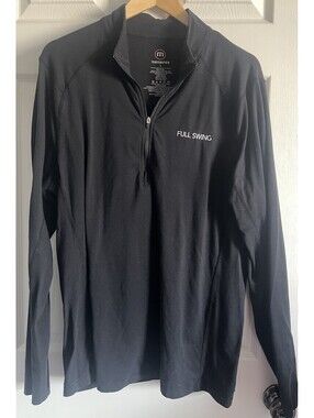 Travis Mathew L 1/4 Zip Pullover Black Mock Neck Long Sleeve Stretch Full Swing